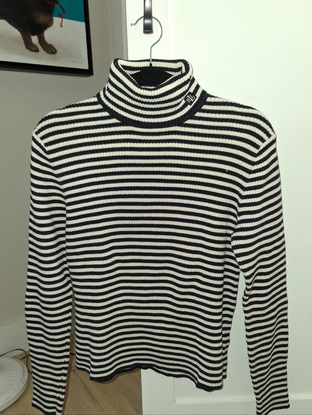 Raloh Laureb 100% Cottob Vkack Abd White Stripe Turtkebeck S